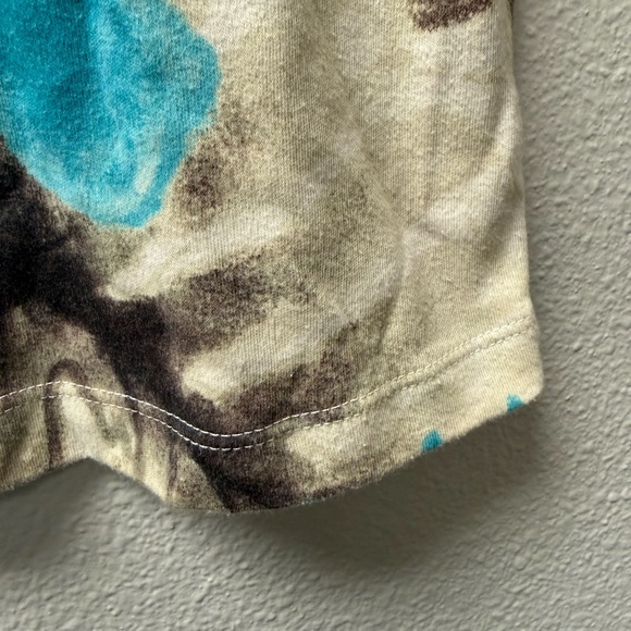 Rebecca Malone Teal Floral Top L Short Sleeve Summer Casual Soft Tee - Picture 4 of 8